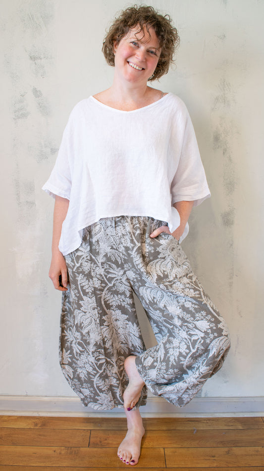 Botanical Toile Print Lantern Pant
