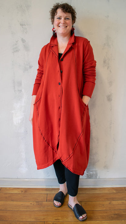 Contrast Black Seam Bubble Coat