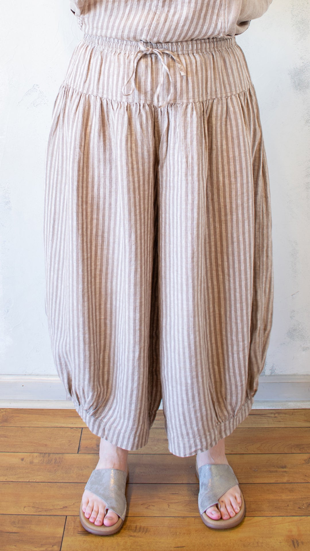 Taupe Stripe Balloon Pant
