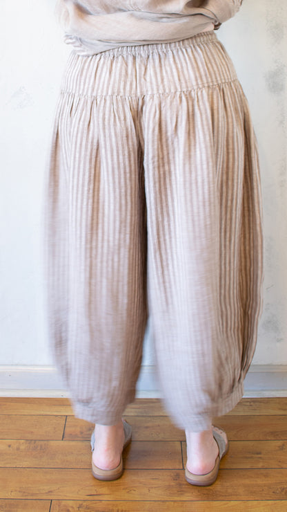 Taupe Stripe Balloon Pant