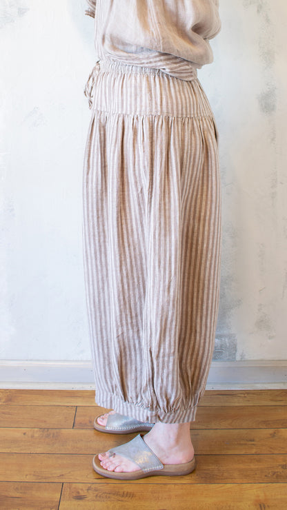 Taupe Stripe Balloon Pant