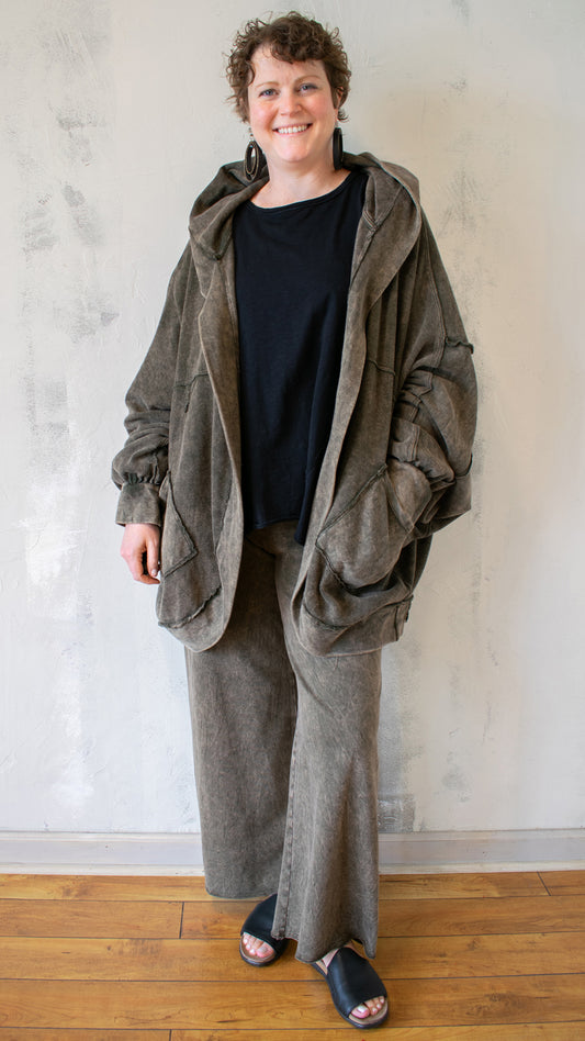 Cocoon Coat in Olive Melange