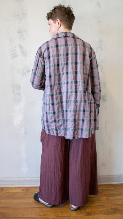 High Low shirt Crinkle Plaid (Multiple Colors)