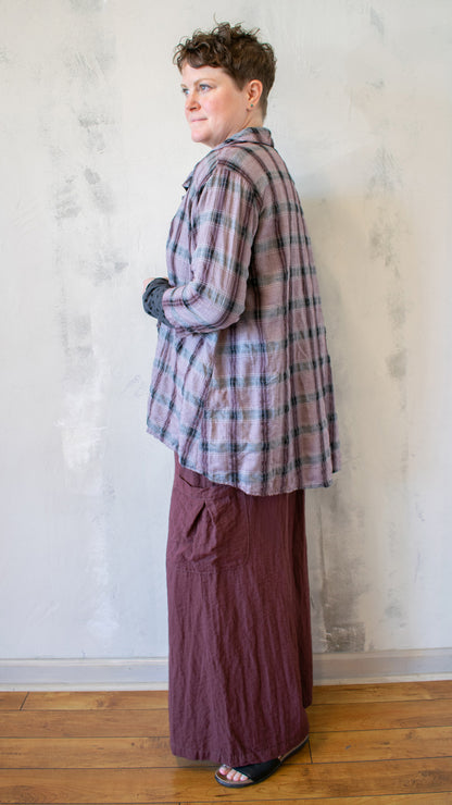 High Low shirt Crinkle Plaid (Multiple Colors)