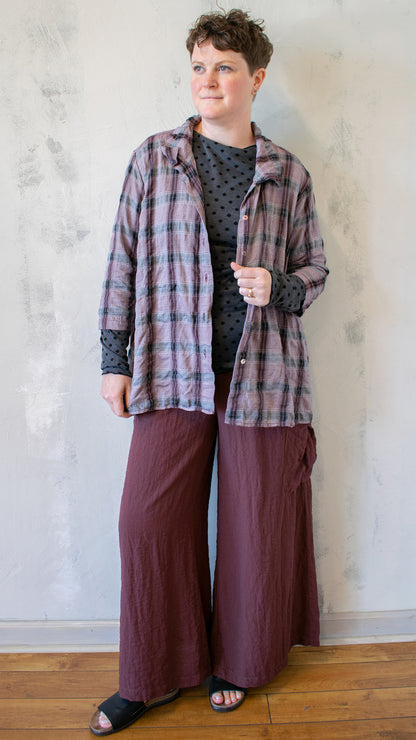 High Low shirt Crinkle Plaid (Multiple Colors)