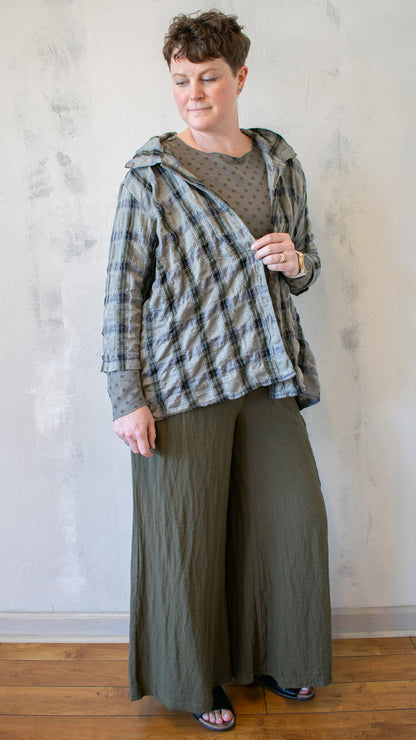 High Low shirt Crinkle Plaid (Multiple Colors)