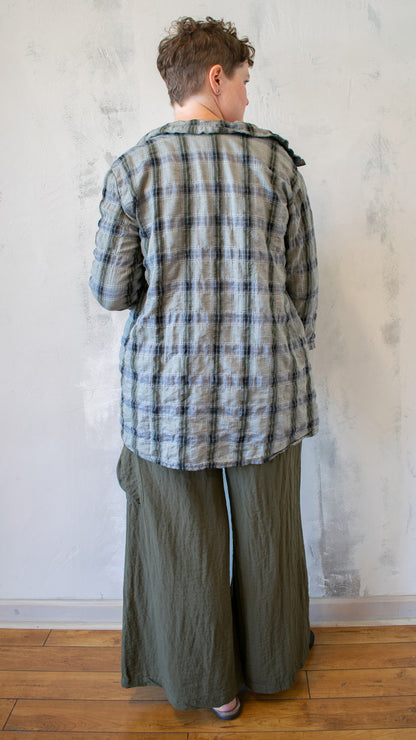 High Low shirt Crinkle Plaid (Multiple Colors)