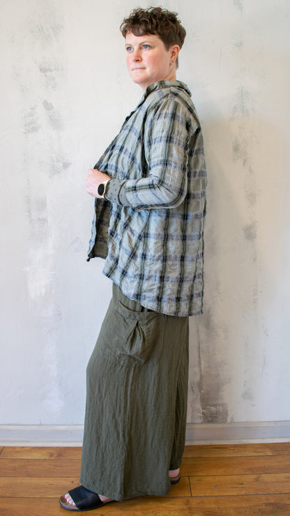 High Low shirt Crinkle Plaid (Multiple Colors)