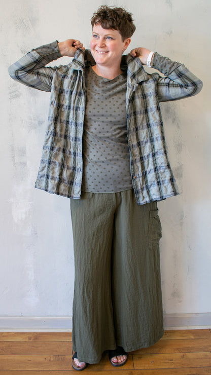 High Low shirt Crinkle Plaid (Multiple Colors)