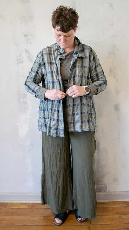 High Low shirt Crinkle Plaid (Multiple Colors)