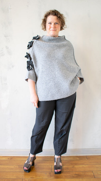 Flower Shoulder Batwing Sweater