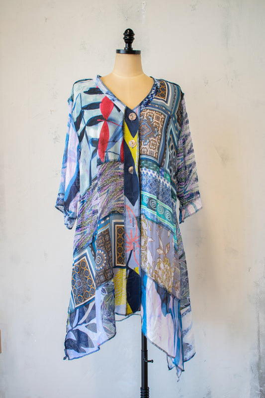 Sterling Styles Sheer Printed Jacket