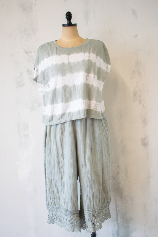 Krista Larson; Avocado Tie-Dye Crop Tee