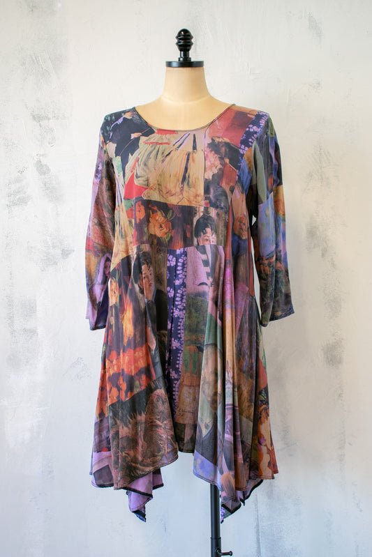 URU; Printed Silk Tunic in Lavender