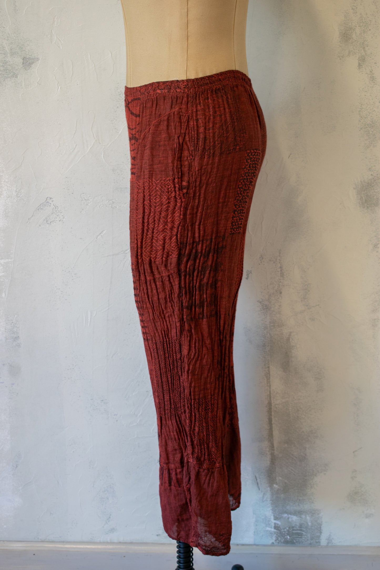 Bottega Di Brunella; Multi Pattern Pant in Maroon