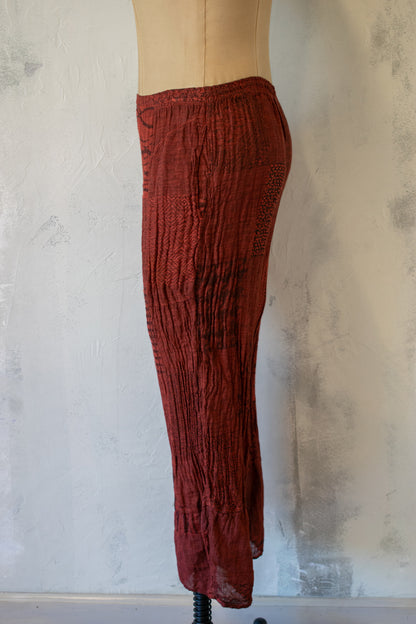 Bottega Di Brunella; Multi Pattern Pant in Maroon