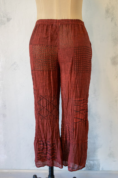 Bottega Di Brunella; Multi Pattern Pant in Maroon