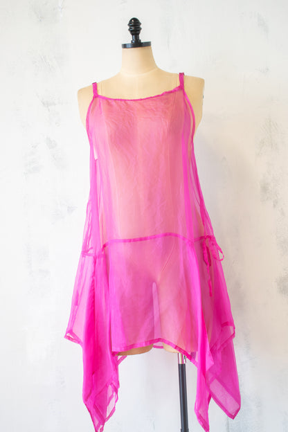 Krista Larson; Sheer Hot Pink Slip Tunic