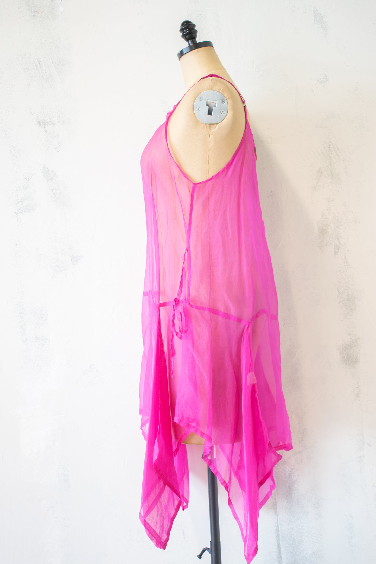 Krista Larson; Sheer Hot Pink Slip Tunic