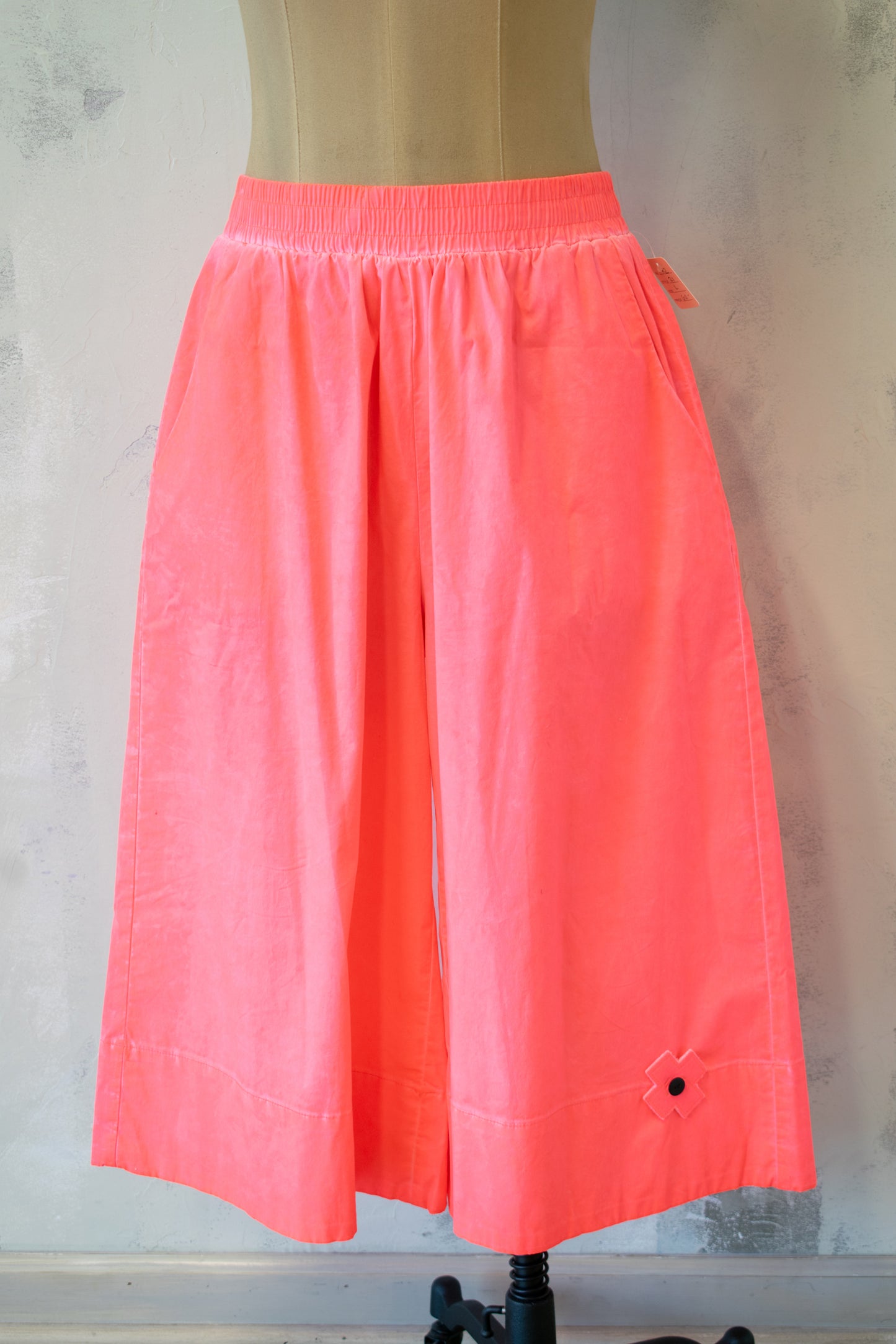 PLU; Hot Pink Cotton Crop Palazzo Pant