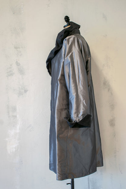 Reversible Evening Coat in Silver and Textured Black with Detached Belt