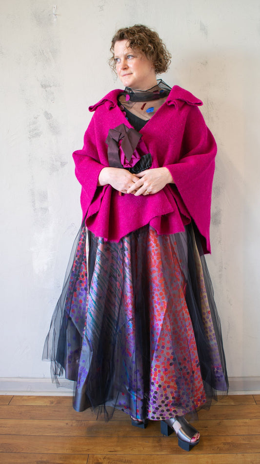 Fuchsia Flower Cape Jacket