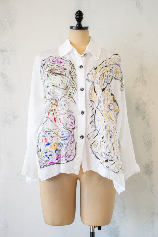SKIF Button Down, Hand Painted by Queue