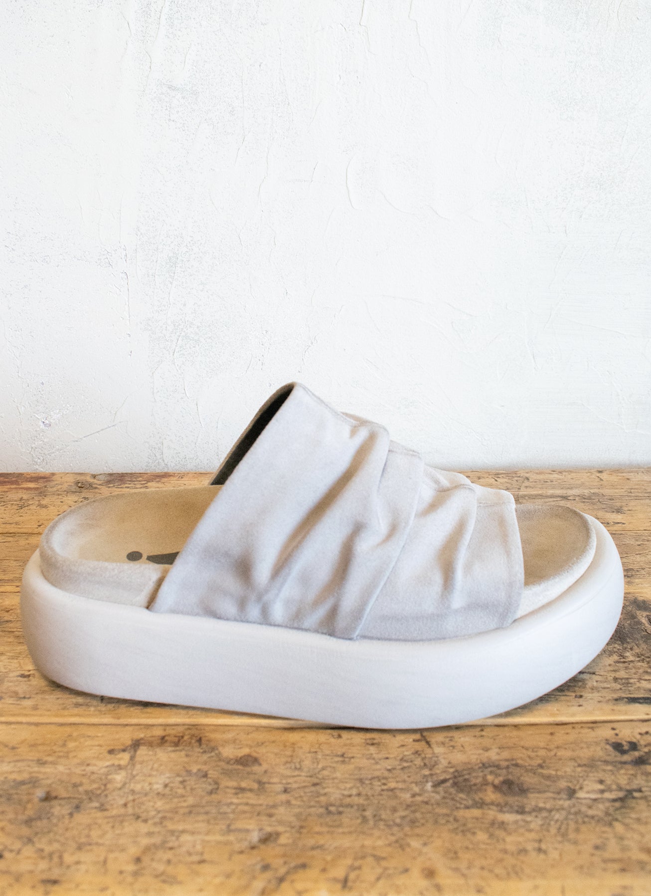 Ruched Suede Platform Slide