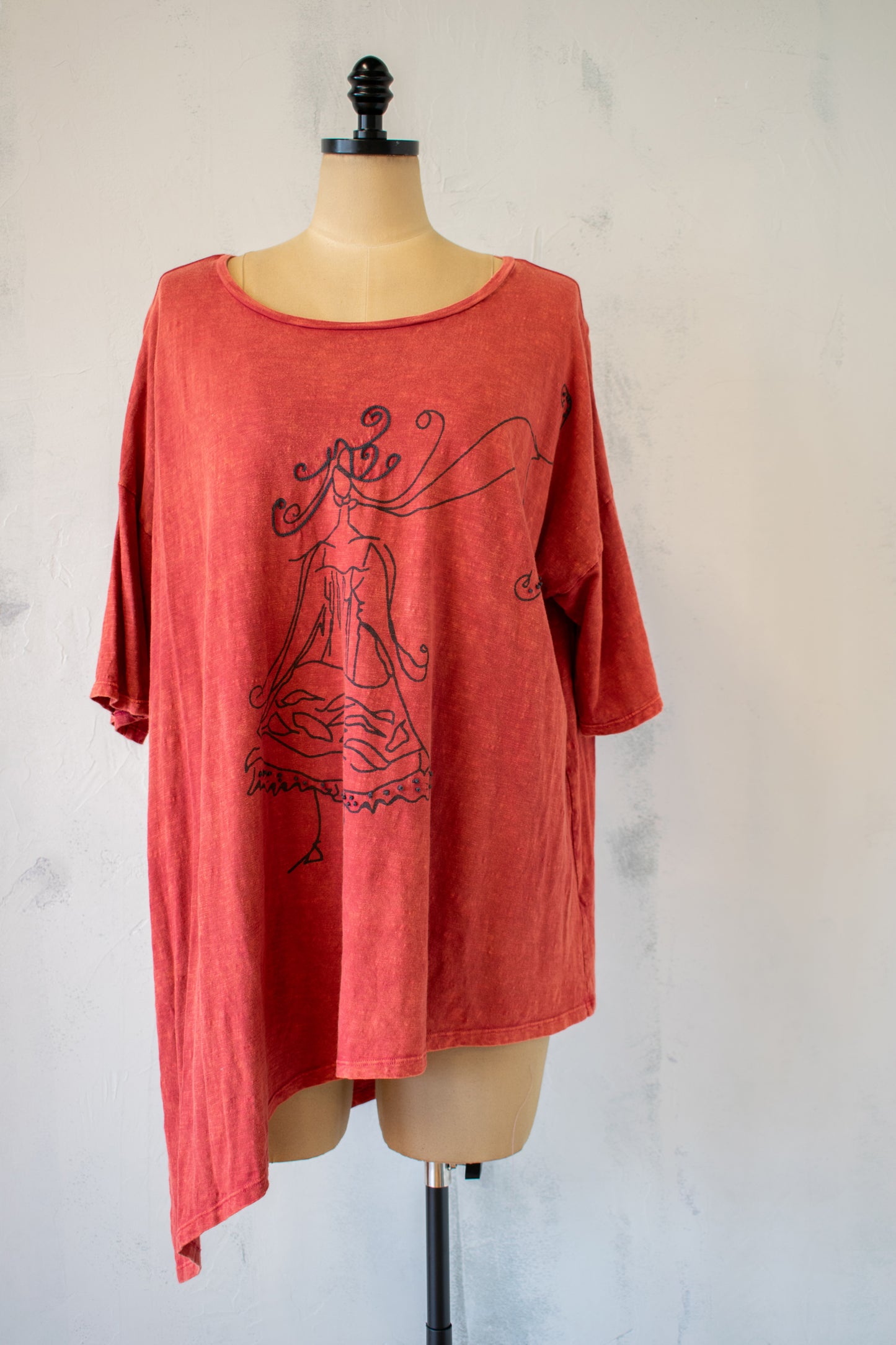 Krista Larson Embroidered Dancing Lady Tunic in Red