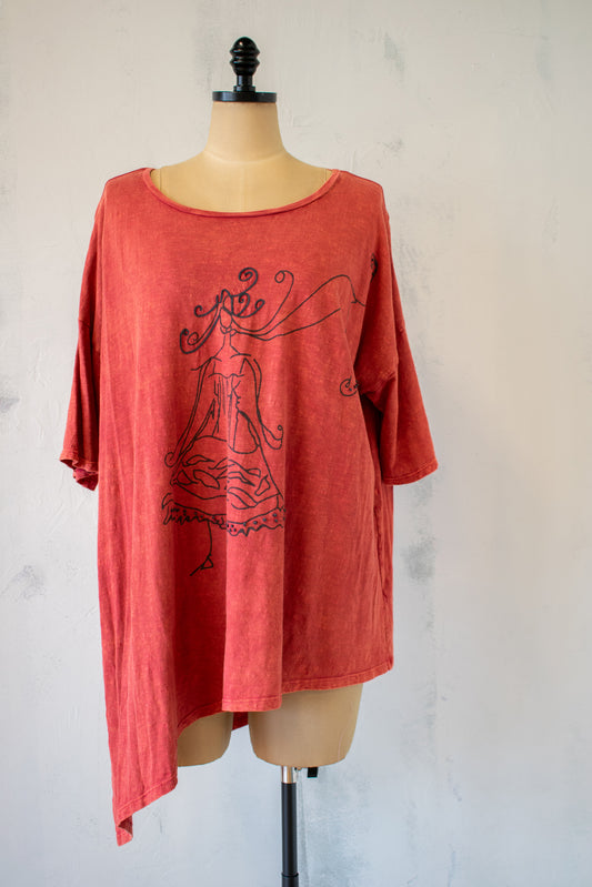 Krista Larson Embroidered Dancing Lady Tunic in Red