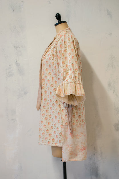 Magnolia Pearl; Peplum Front Tunic in Soft Cotton Block Print