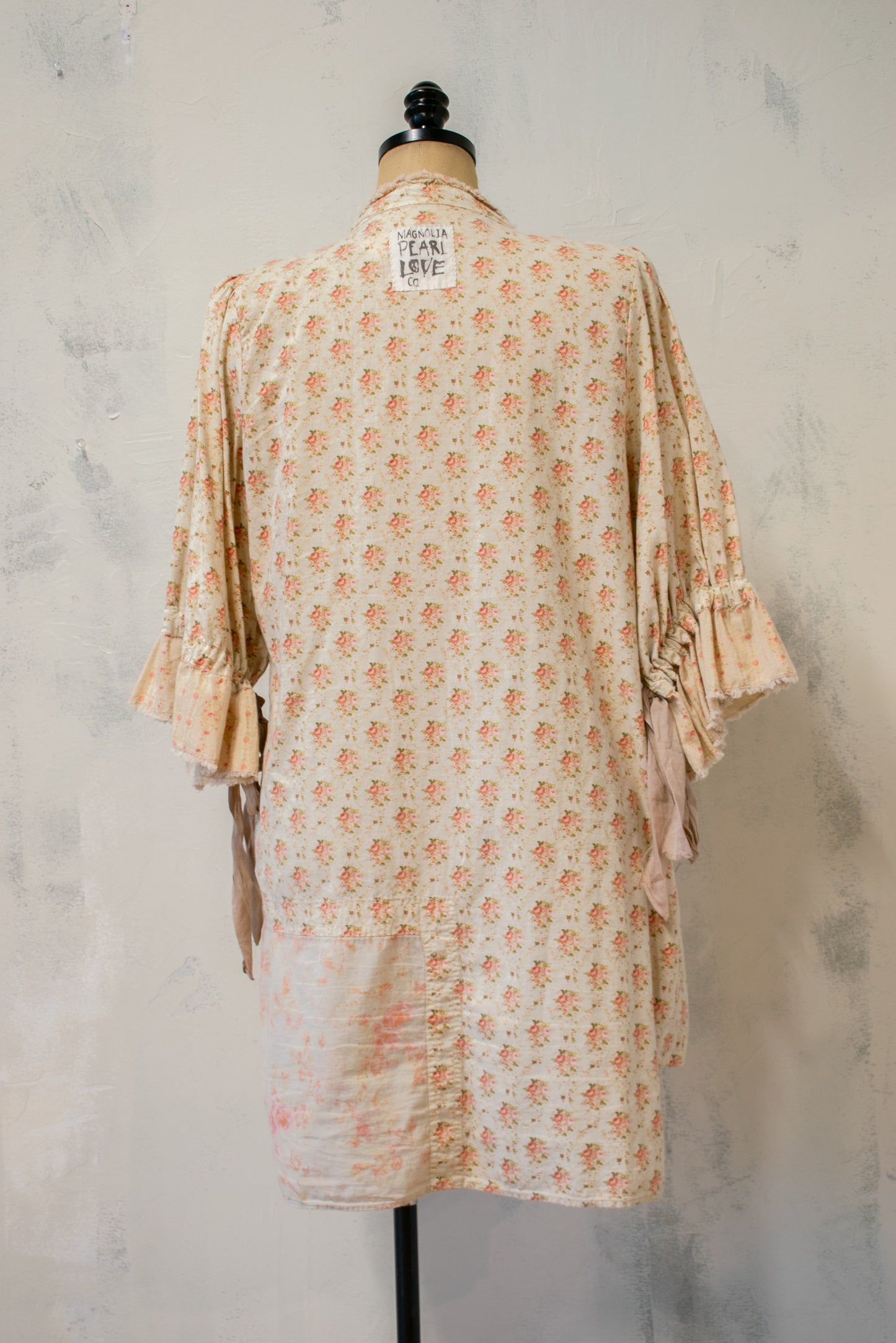 Magnolia Pearl; Peplum Front Tunic in Soft Cotton Block Print
