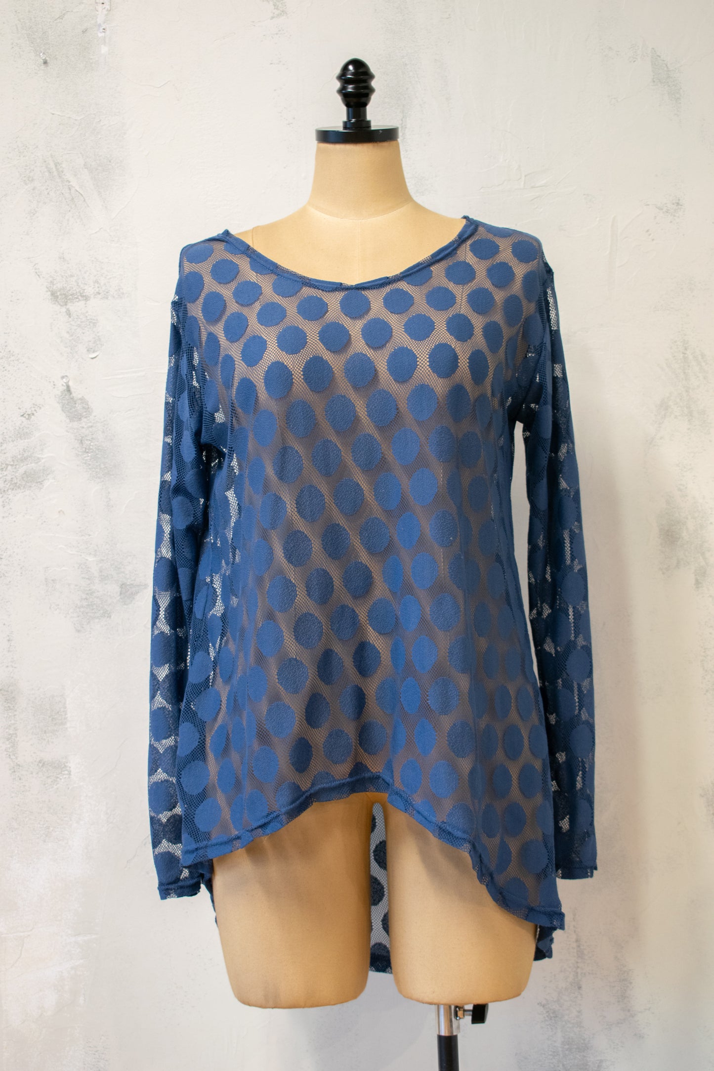 Krista Larson; Nylon Mesh Polka Dot Tunic