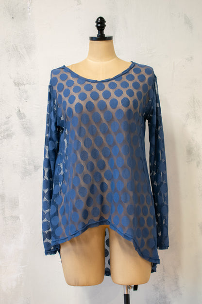 Krista Larson; Nylon Mesh Polka Dot Tunic