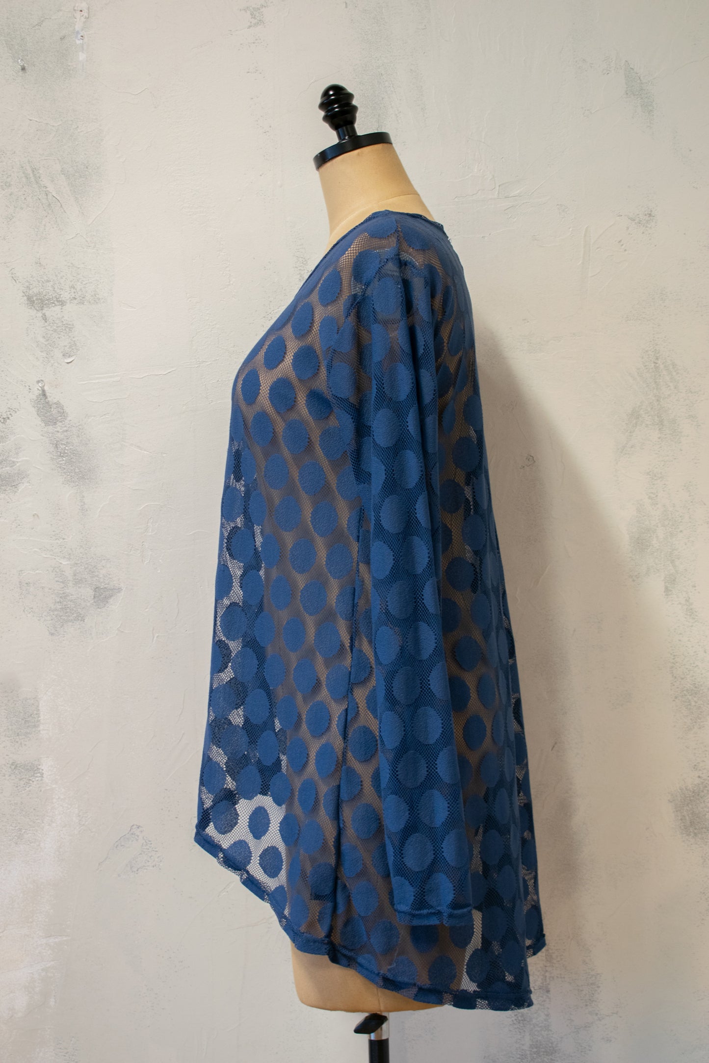 Krista Larson; Nylon Mesh Polka Dot Tunic