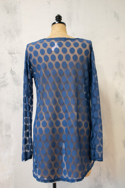 Krista Larson; Nylon Mesh Polka Dot Tunic