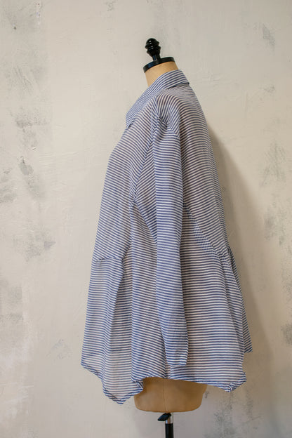 Dress To Kill; Stripe Long Sleeve Gathered Shirt