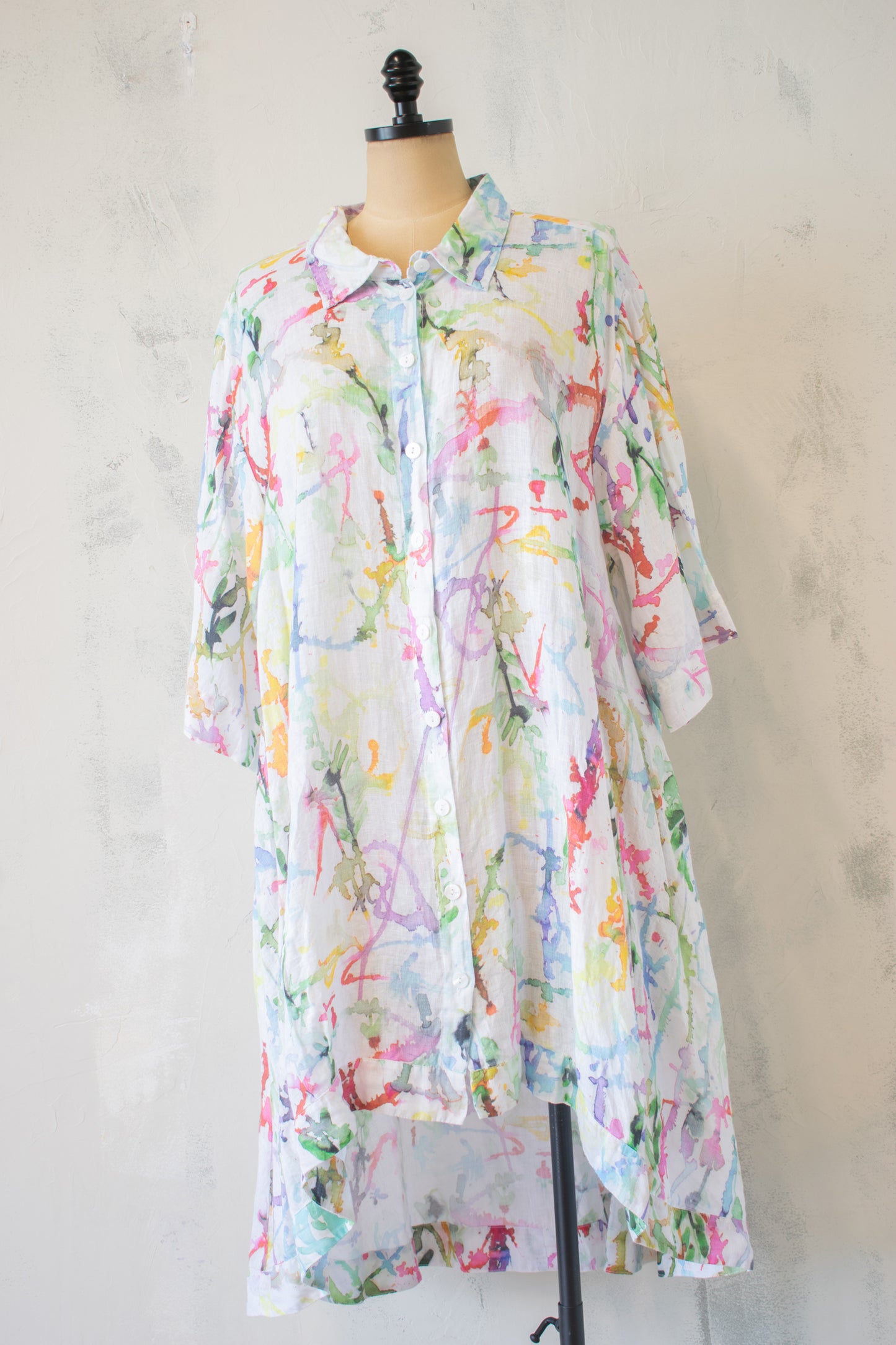 Grizas; Linen Watercolor Splatter Tunic