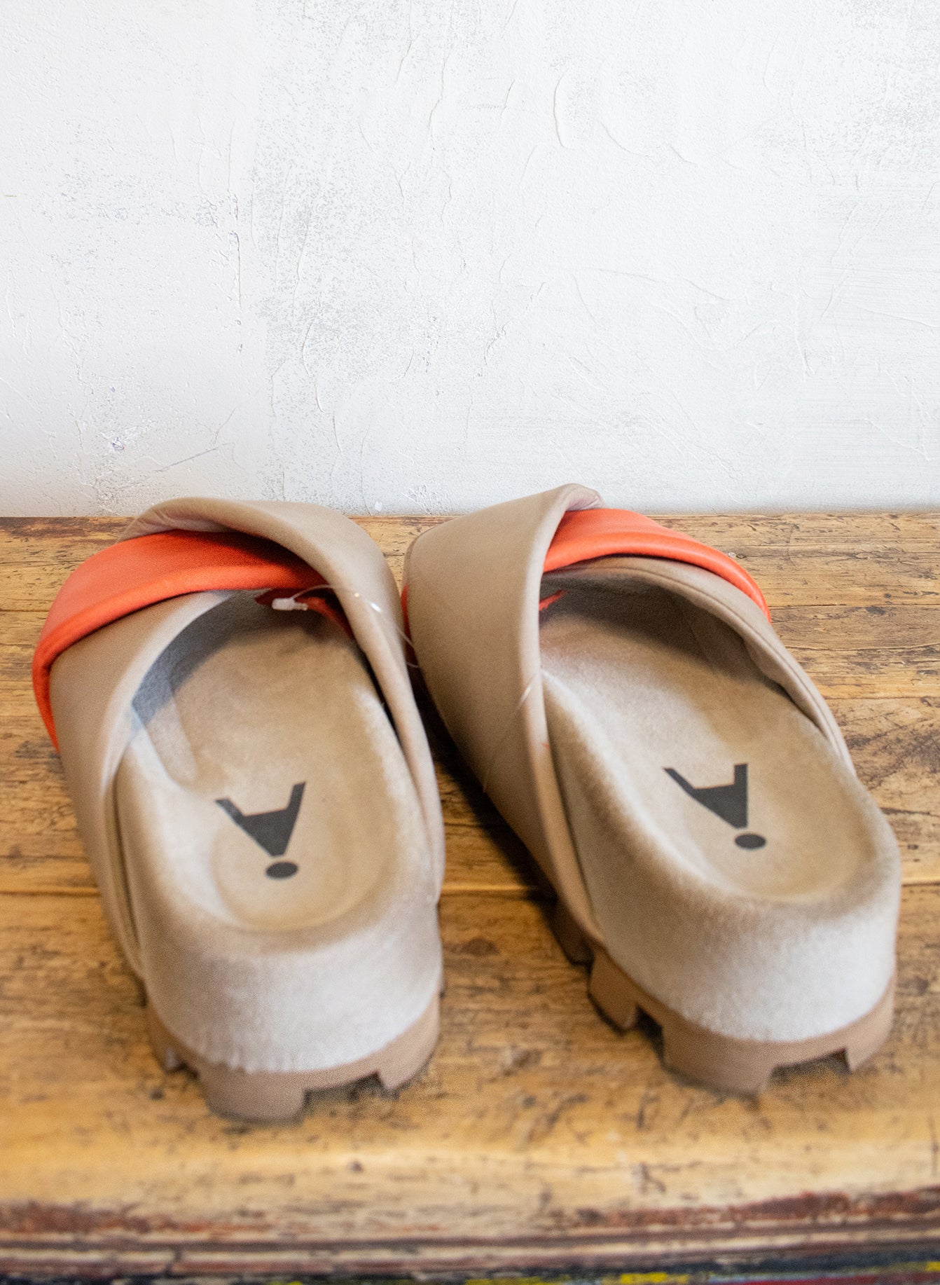 Taupe and Orange Platform Slide