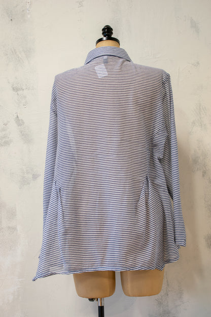 Dress To Kill; Stripe Long Sleeve Gathered Shirt