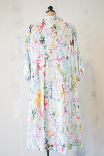 Grizas; Linen Watercolor Splatter Tunic