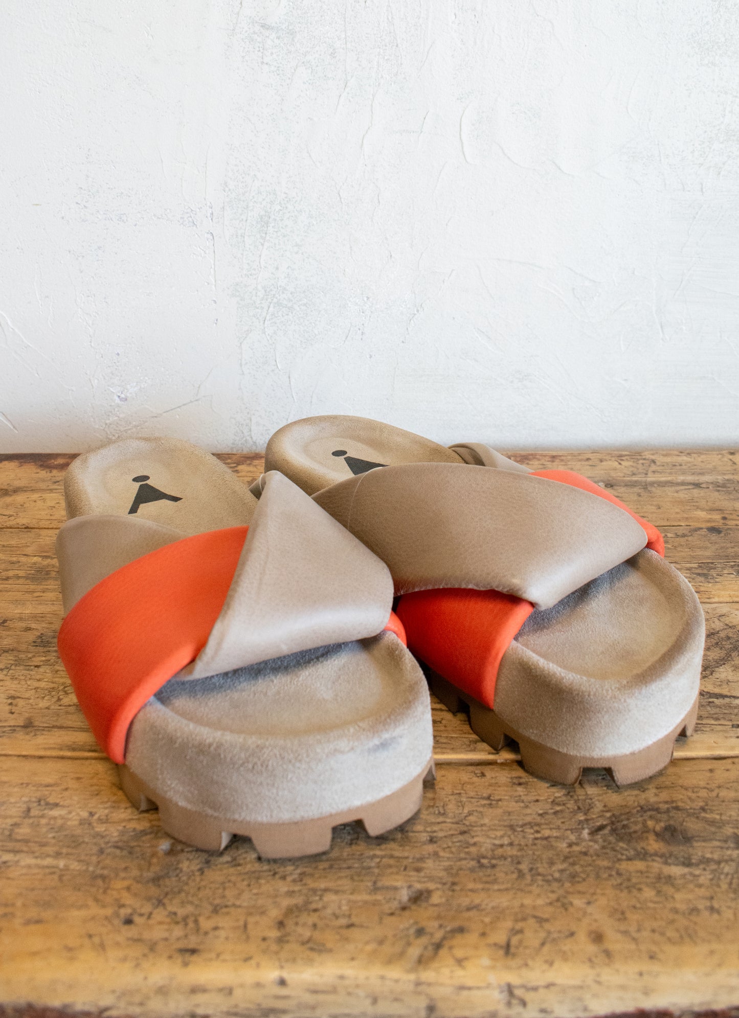 Taupe and Orange Platform Slide