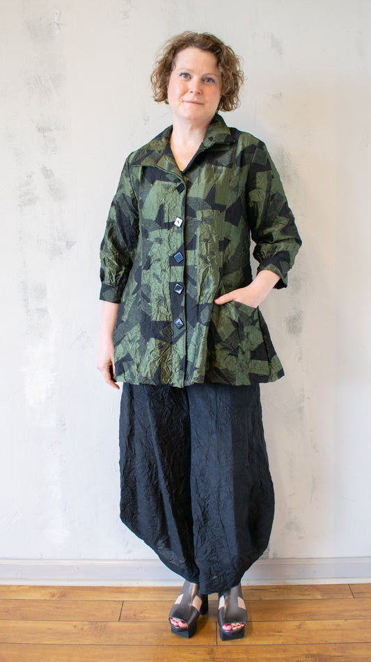 Crinkle Jacquard Button Jacket