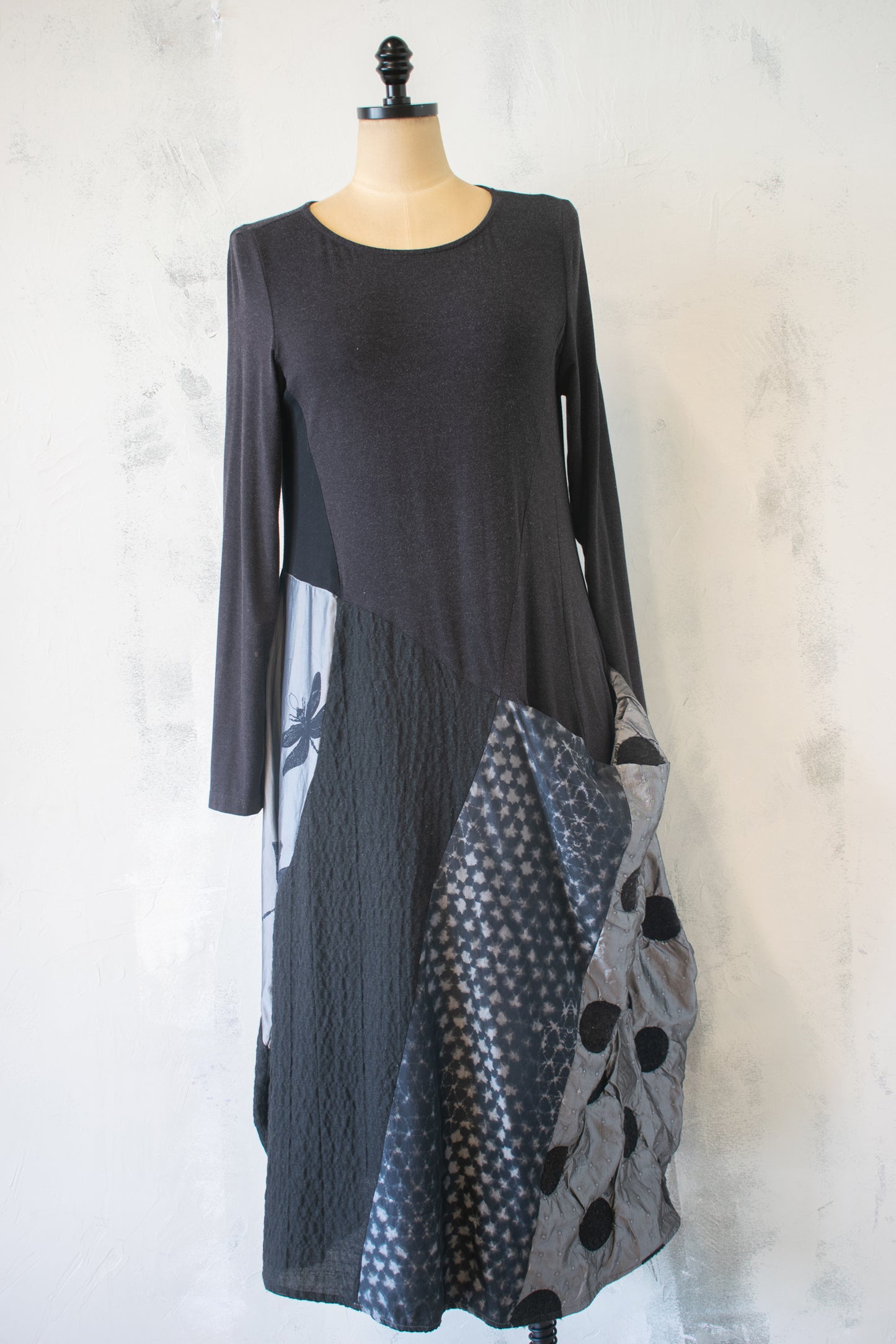 Alembika; Silver and Grey Patchwork Dress