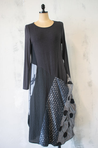 Alembika; Silver and Grey Patchwork Dress