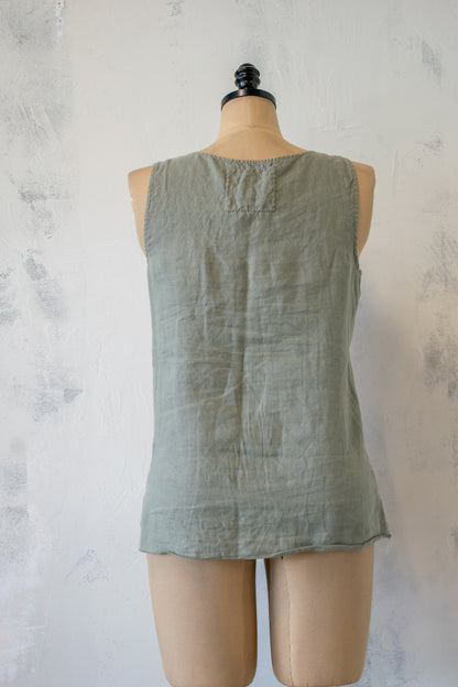 Johnny Was; Embroidered Linen Tank in Olive