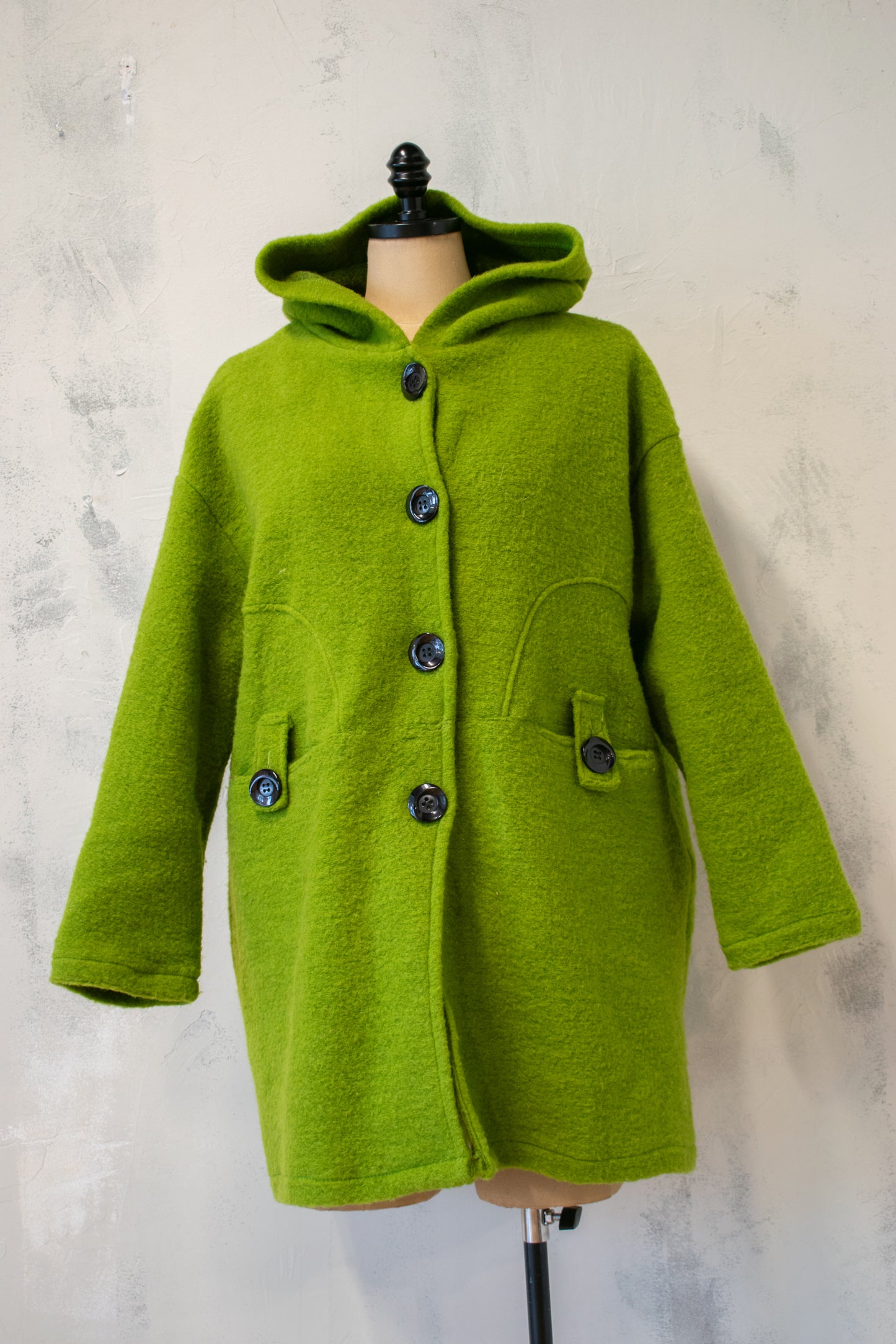 Trasparente; Boiled Wool Coat in Lime