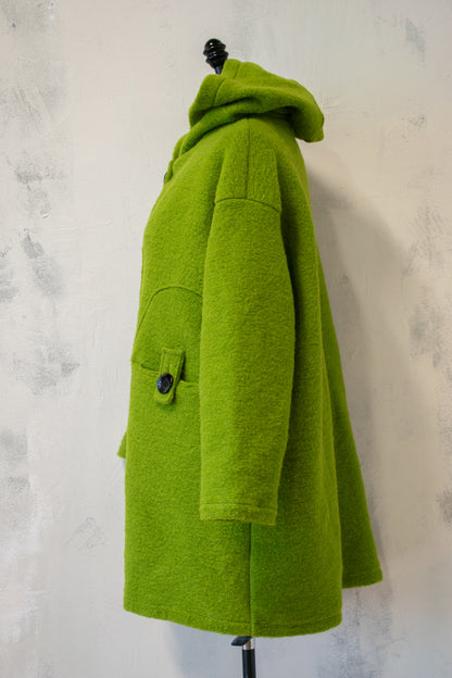 Trasparente; Boiled Wool Coat in Lime