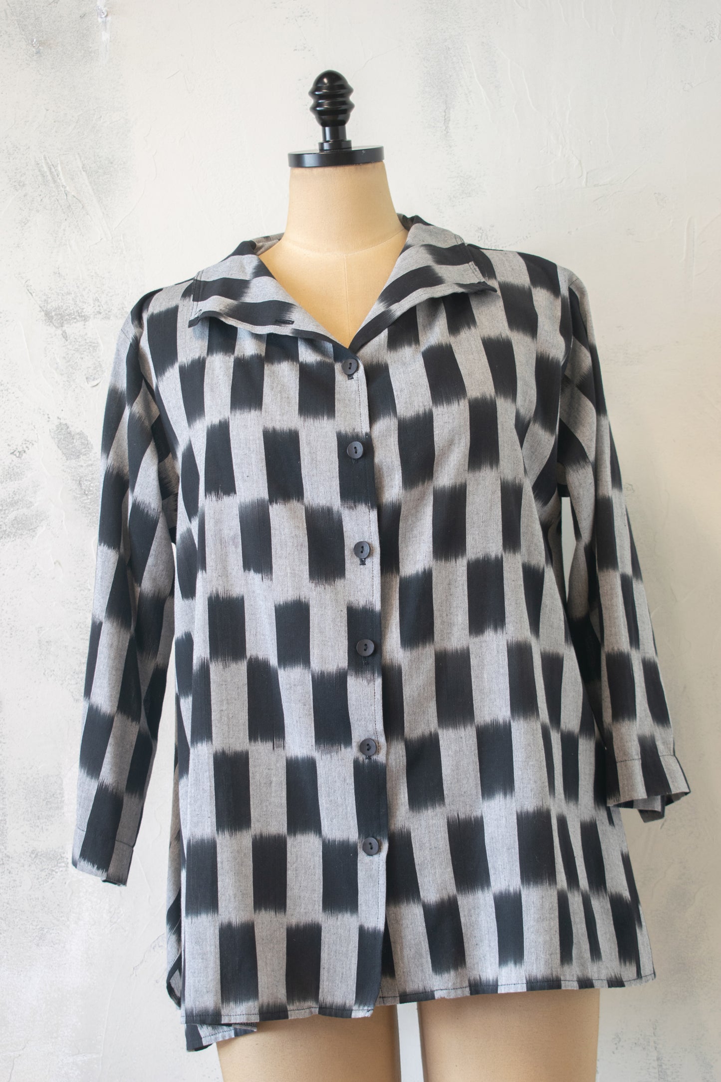 M Square; Hand Woven Cotton Button Front Shirt