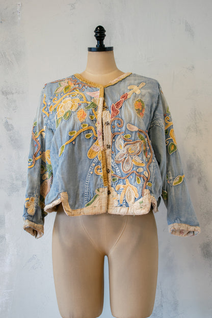 Magnolia Pearl; Embroidered Denim Short Jacket (Copy)